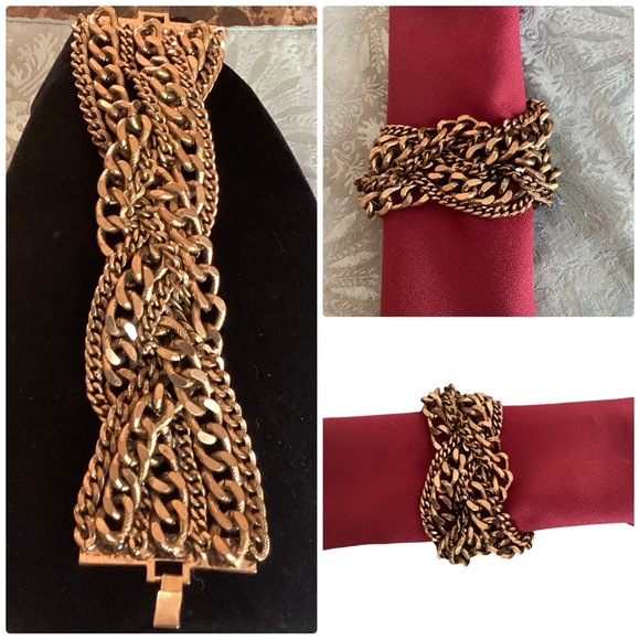 🚨Final Sale🚨! Vintage Heavy Multiple Gold Chains Bracelet - Picture 1 of 5
